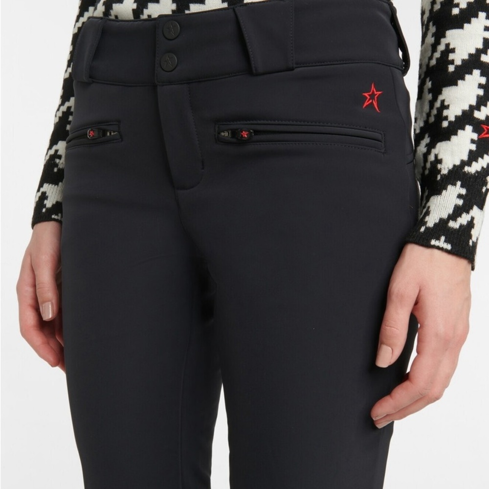 Perfect Moment Black Aurora Skinny Ski Pants with Red Star
